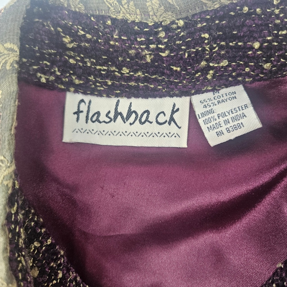 Flashback Womens M Jacket Cotton Rayon Patchwork Floral Sequin Boho Artistic Y2K - Picture 4 of 7